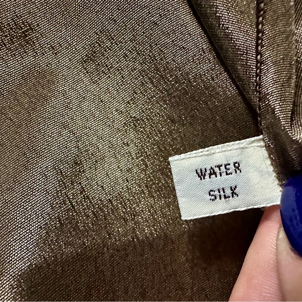 Large Water Silk Brown & Green Patterned Scarf Wrap, 42” x 48”